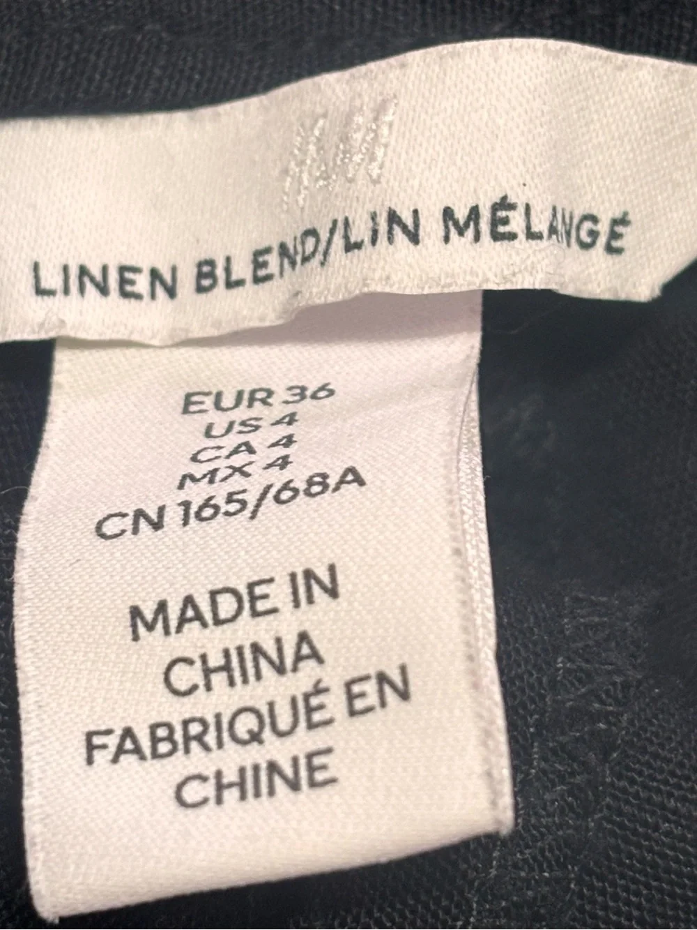 H& M LINEN-BLEND DRESS PANTS Black Wide-Leg Size 4